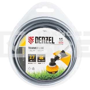 Леска для триммера Denzel армированная алюминием квадратная, 2,7мм х 15м, блистер ALUFLEX
