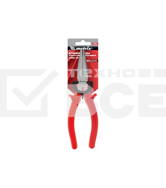 Длинногубцы Matrix 17496 econom 200 мм, изогнутые, шлифованные пластмассовые рукоятки
