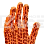 Перчатки Сибртех трикотажные, синтетическая нить, ПВХ-гель точка, оранжевый, L, 13 класс, фото2