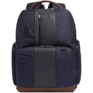 Рюкзак мужской Piquadro Brief2 CA4439BR2BM/BLUCU темно-синий/коричневый нейлон/натур.кожа