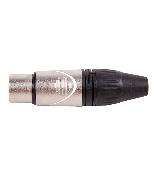 Разъем аудио FORCE CFA-022XLR (F), материал контактных частей медь с серебряным покрытием, покрытие корпуса никель, цвет матовый серебристый/черный