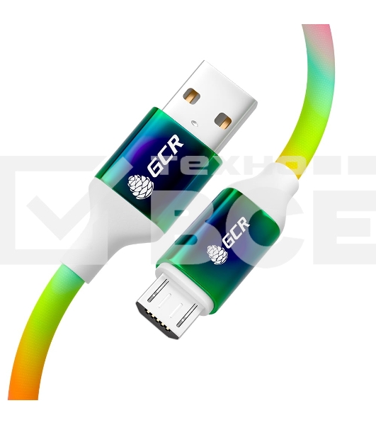 Кабель GCR 1.2m MicroUSB быстрая зарядка, GRADIENT, 28/22 AWG, GCR-53981