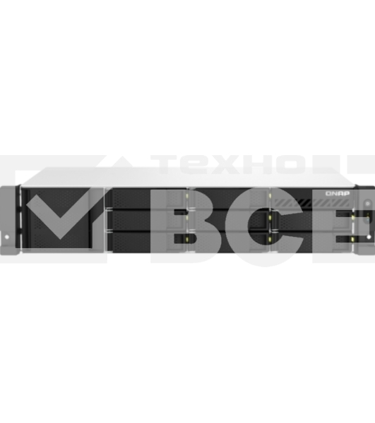 Сетевое хранилище SMB QNAP TS-873AeU-RP-4G NAS 8 HDD trays, 2x 2.5 GbE. 64-bit 4-core AMD V1500B 2,2 GHz, 4 GB. RAM (1*4 GB) up to 32GB (2*16 GB), 2 x M2 2280 (PCIe Gen3 x 1), 2xPSU W/o rail kit RAIL-B02