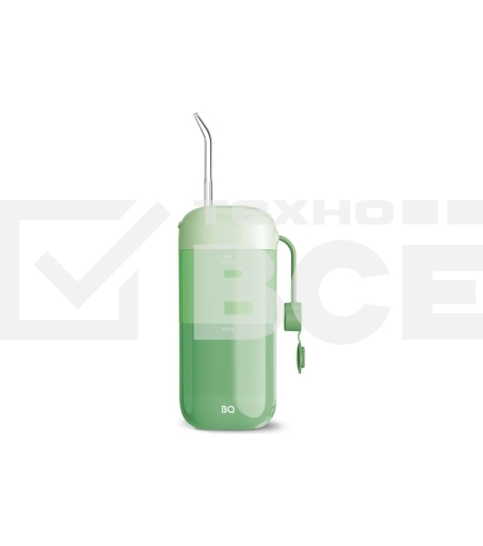 Ирригатор BQ IR002 Green, Мощность: 10 Вт, Портативный, Объем резервуара 230 мл, 2 насадки и дорожный чехол в комплекте, 11 режимов работы: Normal (нормальный), Soft (мягкий), Pulse (импульсный) + 8 DIY, Уровень влагозащиты: IPX7, Давление воды: 140-800 к