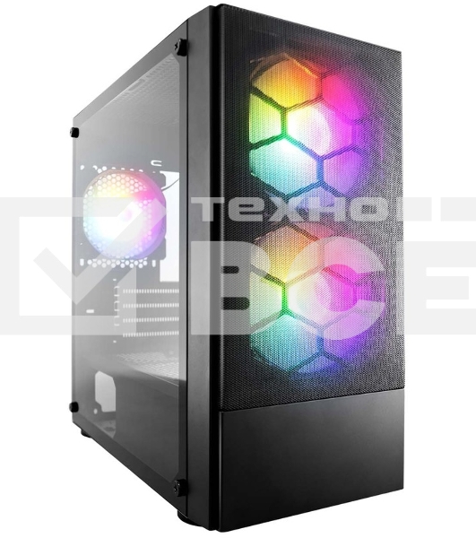 Компьютерный корпус 1STPLAYER FIREBASE X4-M Black / mATX, TG / 1x120mm & 2x140mm LED fans inc. / X4-M-BK-2F1P-1F1