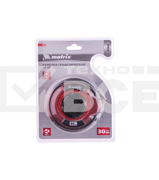 Рулетка геодезическая Matrix 30 м х 12,5 мм, закр. корп., стальная лента, односторон. шкала, PRO