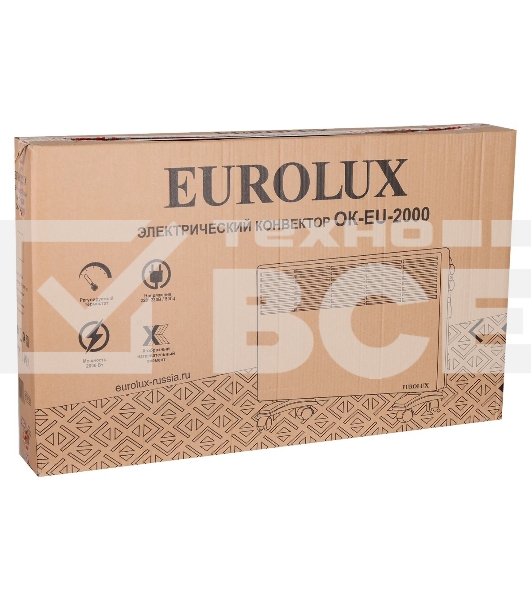 Конвектор Eurolux ОК-EU-2000 белый, 2000 Вт, 25 м2, термостат