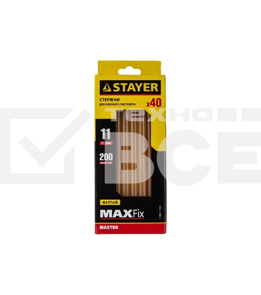 Стержни для клей-пистолетов STAYER 2-06821-Y-S4011х200мм 40шт. желтый по бумаге и дереву