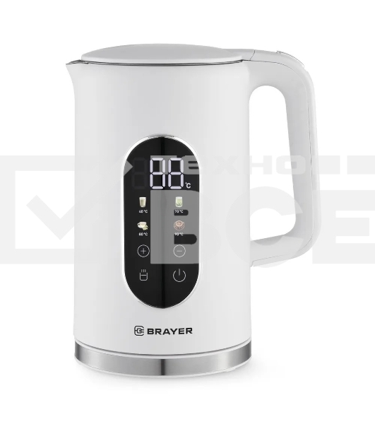 Чайник электрический BRAYER BR6107WH, белый, 2200 Вт, 1.7л, Cool Touch, cенсорное управл, автоотключ