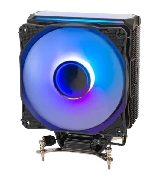 Кулер для процессора Eurocase 4PI120ARGB черный, 120 мм, алюминий/медь, 1800 об/мин, 36 дБ, 4 pin, 180 Вт, 157 мм