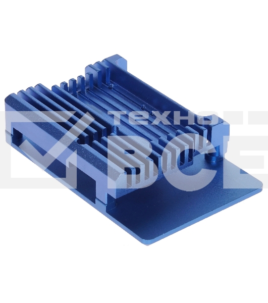 Корпус Qumo Aluminum case with double black fans, Raspberry Pi 4, blue(RS008)