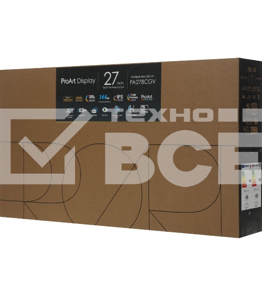 Монитор 27' ASUS ProArt PA278CGV IPS 2560x1440, 144 Гц, 5 мс, 16:9, 400 кд/м2, 2хHDMI, 1хDP, выход на наушники, черный/серебристый