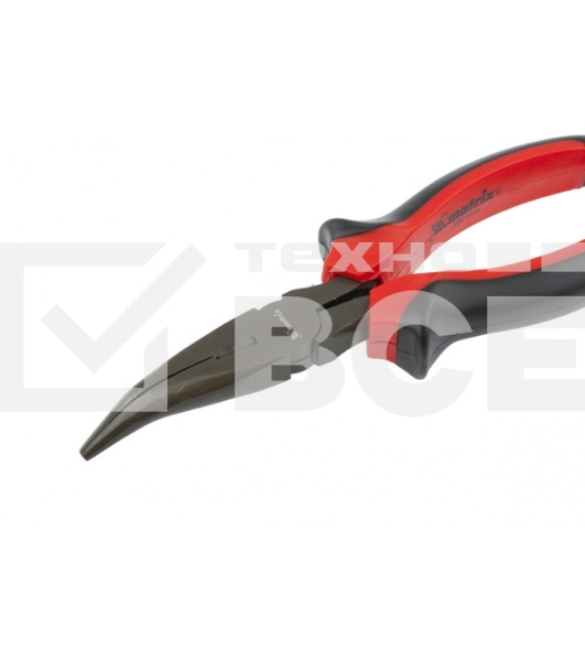 Длинногубцы Matrix black nickel 160 мм изогнутые, двухкомпонентные рукоятки