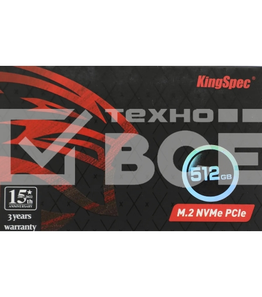 Накопитель SSD KingSpec NX-512, 512Gb, PCIe 3.0 x4, M.2 2280, NVMe, R/W 3400/3100
