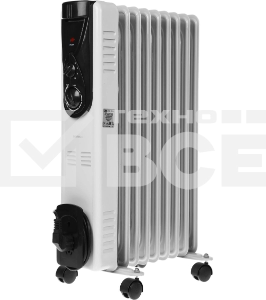 Масляный обогреватель Centek CT-6201 (9 секций) белый, 2000 Вт, 20 м2, термостат