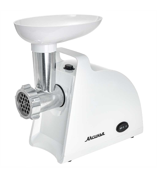 Мясорубка электрическая АКСИНЬЯ КС-2005С белый, 2000 Вт, 1.8 кг/мин, реверс, защита от перегрузки, насадки - 7