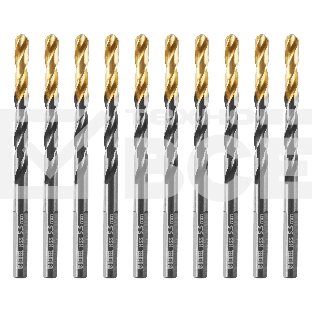 Сверло по металлу Denzel 5,5 мм, HSS-Tin, Golden Tip, 10 шт.