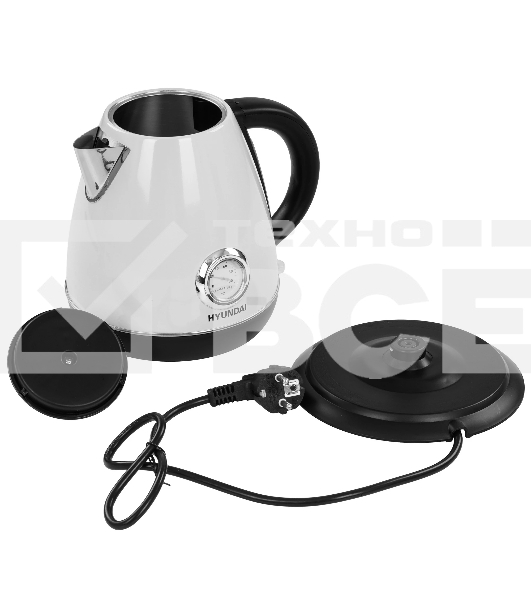 Чайник электрический Hyundai HYK-S4502 1.7 л, 2200 Вт, жемчужный/черный (корпус: нержавеющая сталь/пластик)
