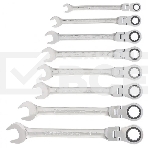 Набор ключей Matrix комбинированных, трещоточных шарнирных 8шт, фото 1