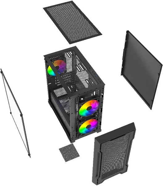 Компьютерный корпус Powercase Mistral Micro X3B ARGb, Tempered Glass, 3x 120мм ARGb PWM Fan, черный, mATX (CMMXB-A3)