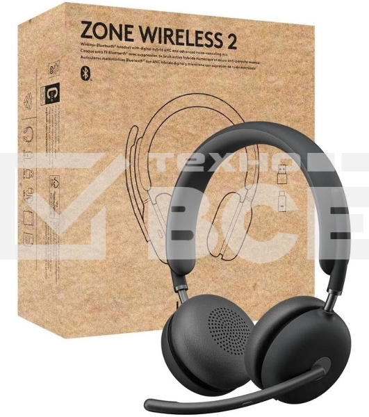 Гарнитура Logitech Zone Wireless 2 UC Graphite серый, беспроводная, Bluetooth 5.2, ANC