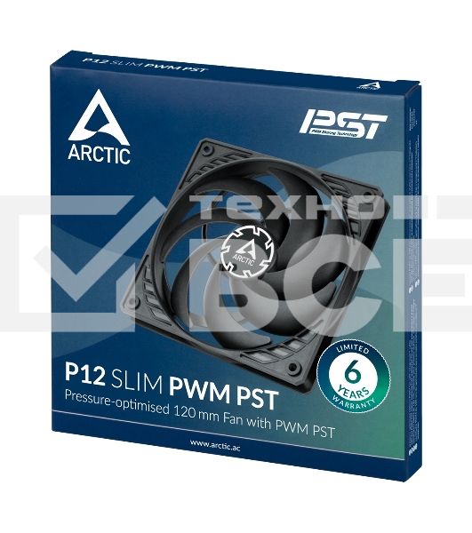 Вентилятор для корпуса Arctic P12 SLIM PWM PST черный, 120 мм, 2100 об/мин, 22.5 дБ, 4 pin