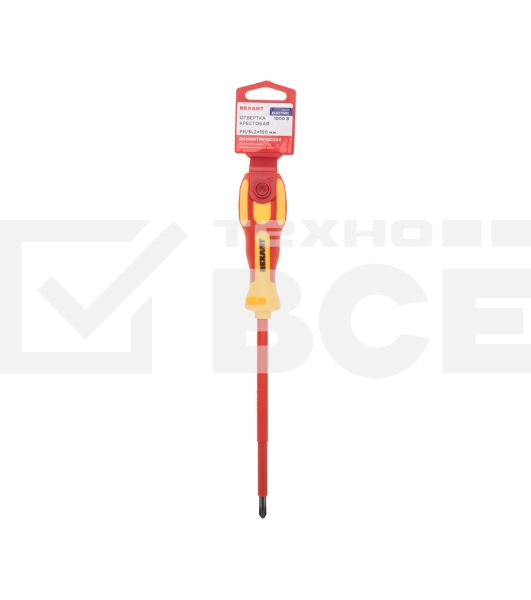 Отвертка крестовая диэлектрическая Rexant PH/SL2х150мм, до 1000В, двухкомпонентная рукоятка
