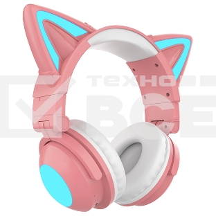 Гарнитура Party Cat mini ВТ 0051 (розово-голубые) c подсветкой  накладная  Bluetooth