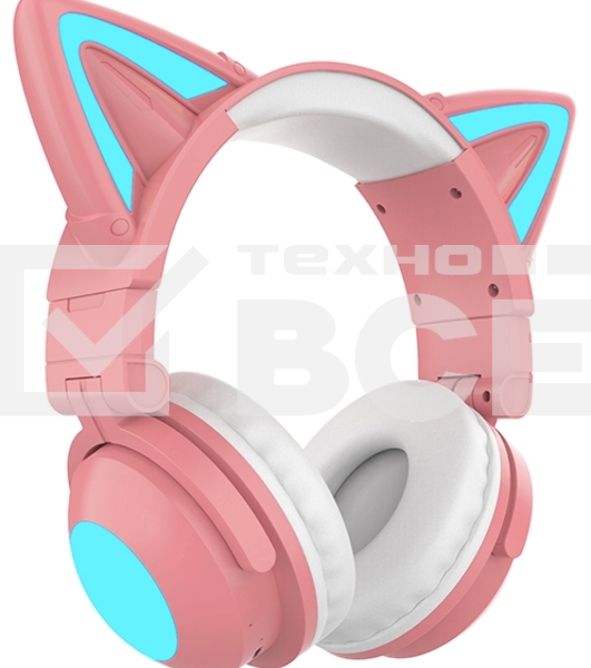 Гарнитура Party Cat mini ВТ 0051 (розово-голубые) c подсветкой  накладная  Bluetooth