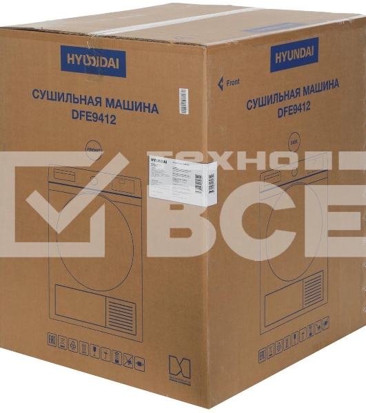 Сушильная машина Hyundai DFE9412 белый, 10 кг, сушка - конденсационная, программ - 14, 60 x 85 x 62 см