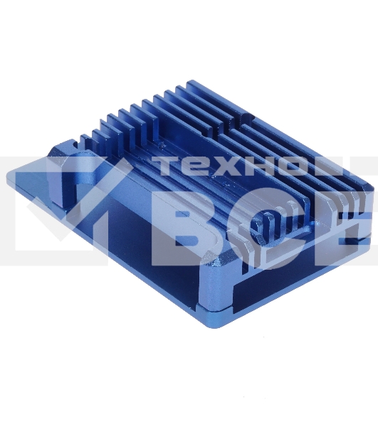 Корпус Qumo Aluminum case with double black fans, Raspberry Pi 4, blue(RS008)