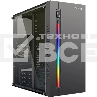 Компьютерный корпус MiniTower Ginzzu D370, RGb, Акриловое стекло, mATX, 2xUSB 2.0, черный, без БП, без вентиляторов