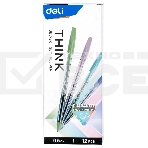Набор ручек шариковых Deli Think EQ8C-BK, черные чернила (12шт), линия 0.5мм, фото 1