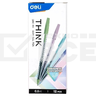 Набор ручек шариковых Deli Think EQ8C-BK, черные чернила (12шт), линия 0.5мм
