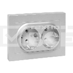 Розетка 2-м EKF UP1-SOA-210 СП Эпика 16А с заземл. без защ. шторок с рамкой механизм алюм., фото 1