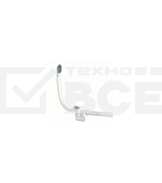 Сифон УНИВЕРСАЛ для ванн с нержавеющими чашками и с жесткой трубой, перелив 70 см