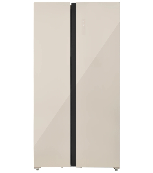 Холодильник Zugel ZRSS630C бежевое стекло двухкамерный 377/193л морозилка сбоку, No Frost, Side by Side