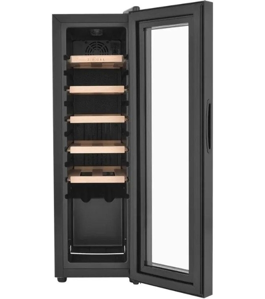 Винный шкаф ZÜGEL ZCWF123B черный, 32 л, 1 отсек, 12 бут.