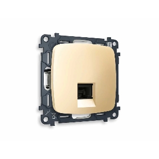 Комплект механизма компьютерной розетки OMEGA Шампань RJ-45(8P8C) CAT6 с шторкой QUANT (OP6120, VM188) MO612010