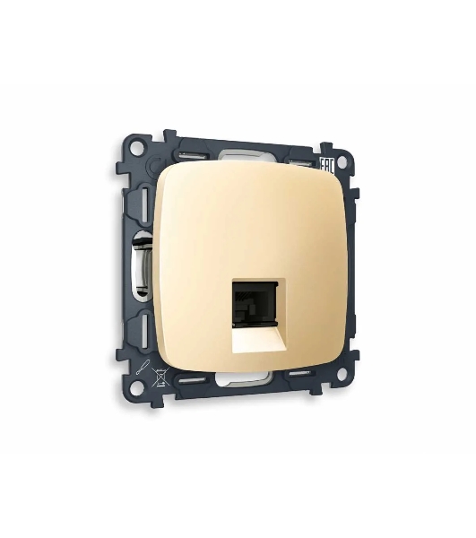 Комплект механизма компьютерной розетки OMEGA Шампань RJ-45(8P8C) CAT6 с шторкой QUANT (OP6120, VM188) MO612010