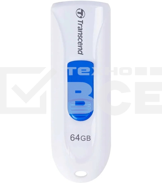 Флешка USB Transcend JetFlash 790 (TS64GJF790W), 64Gb, USB 3.0, R/W 70/25, белый/синий