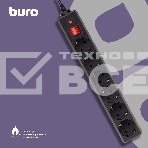 Сетевой фильтр Buro 600SH-16-3-B 3м (6 розеток) черный (коробка), фото5