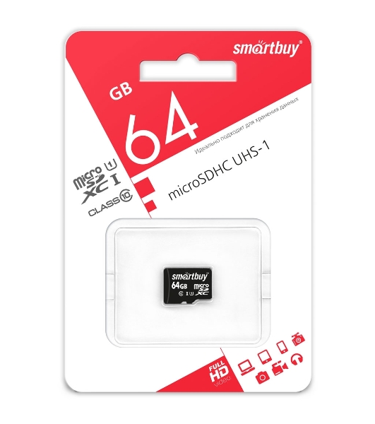 Флеш карта Micro SDHC 64Gb Smartbuy Class 10 UHS-1 (без адаптера)