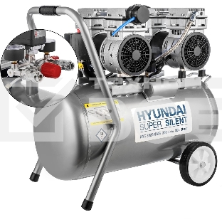 Компрессор поршневой Hyundai HYC 30250LMS безмасляный 300л/мин 50л 2000Вт серебристый/черный