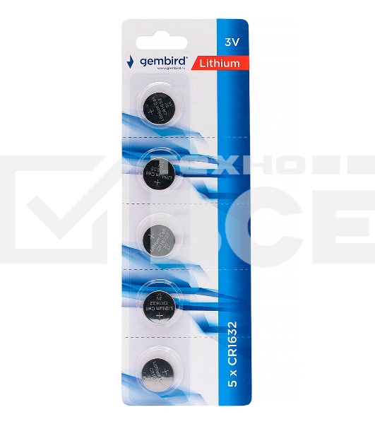 Батарейки литиевые Gembird GB-CR1632-5B, тип CR1632, 5шт, блистер