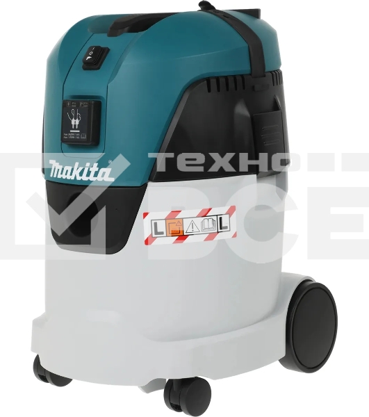 Строительный пылесос Makita VC2512L серый, 1000 Вт, уборка сухая/влажная, пылесборник мешок/контейнер, 25 л