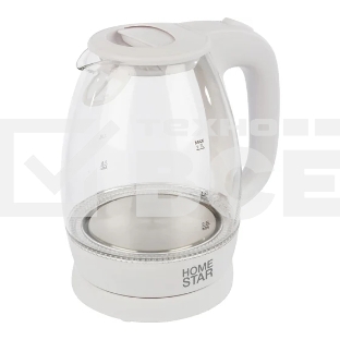 Чайник электрический Homestar HS-1012 1.7 л, стекло, белый (003566)