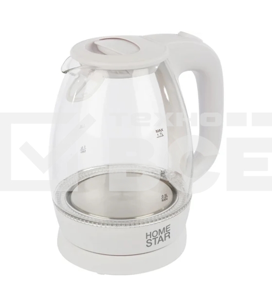 Чайник электрический Homestar HS-1012 1.7 л, стекло, белый (003566)