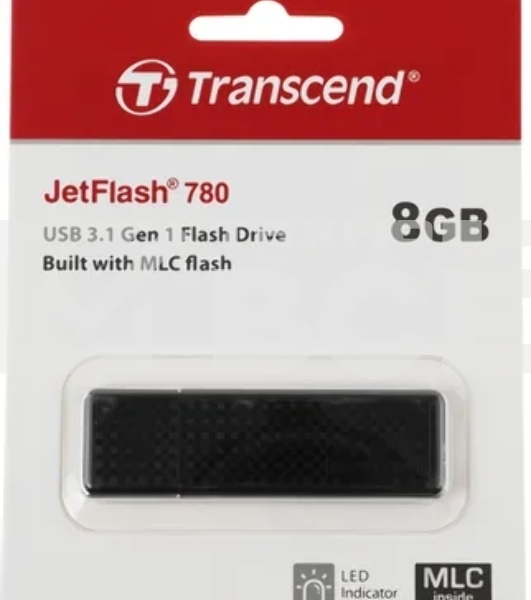 Флешка USB Transcend JetFlash 780 (TS8GJF780), 8Gb, USB 3.0, R/W 140/40, черный/серебристый