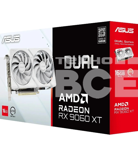 Видеокарта Asus DUAL-RX9060XT-16G-WHITE белый